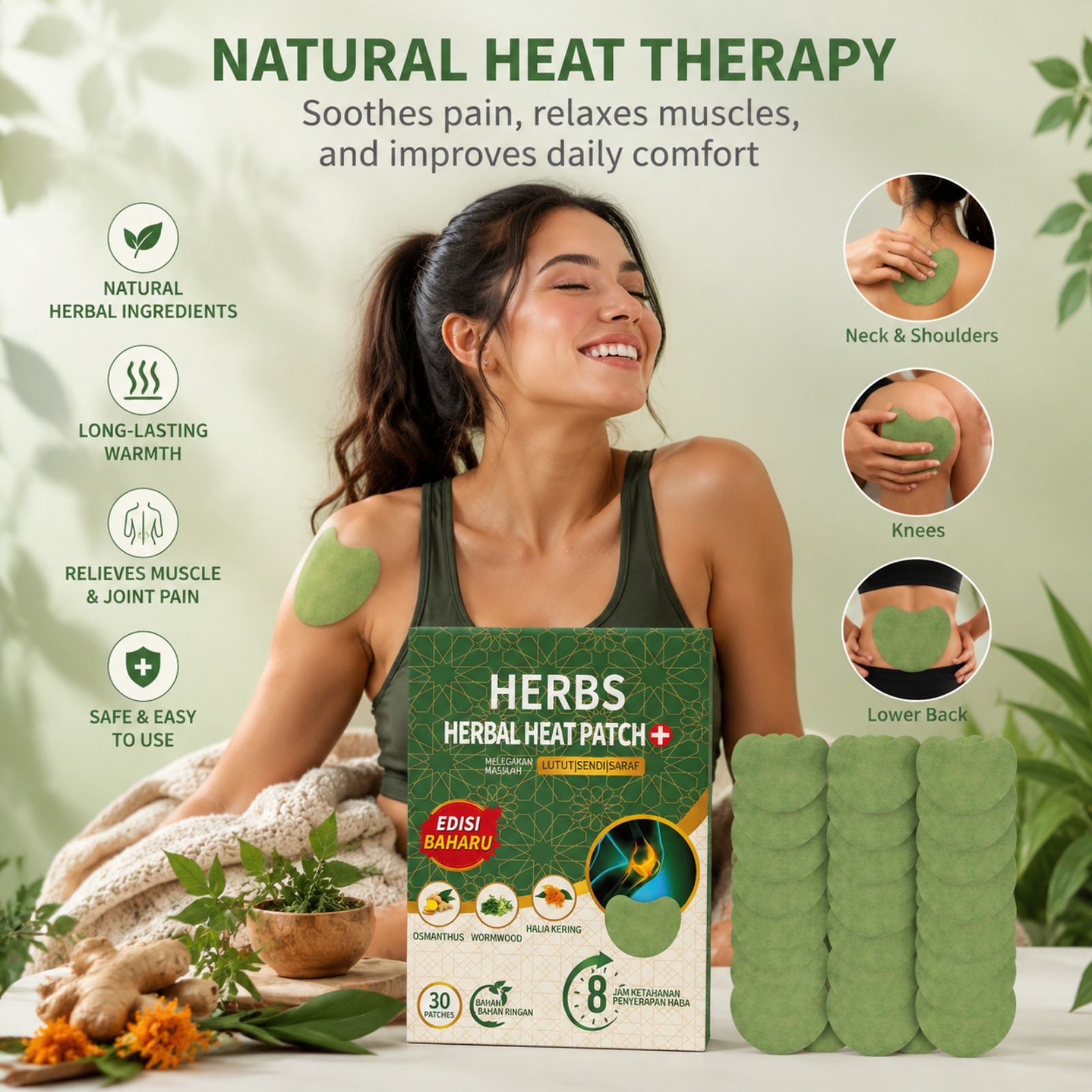 แผ่นแปะสมุนไพรสำหรับเข่า 30 ชิ - Skincare Herbal บทวิจารณ์และราคา